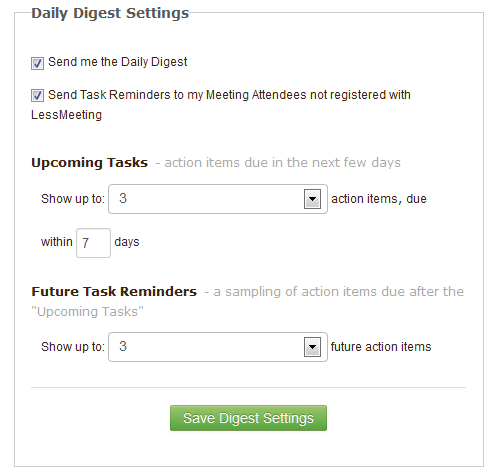 Daily Digest Settings